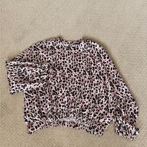 Zara Leopard Print Long Sleeve Blouse